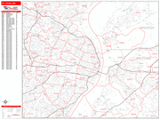 St. Louis  Wall Map Red Line Style